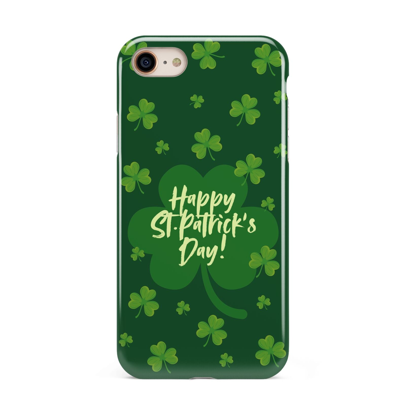 Happy St Patricks Day iPhone 8 3D Tough Case on Gold Phone