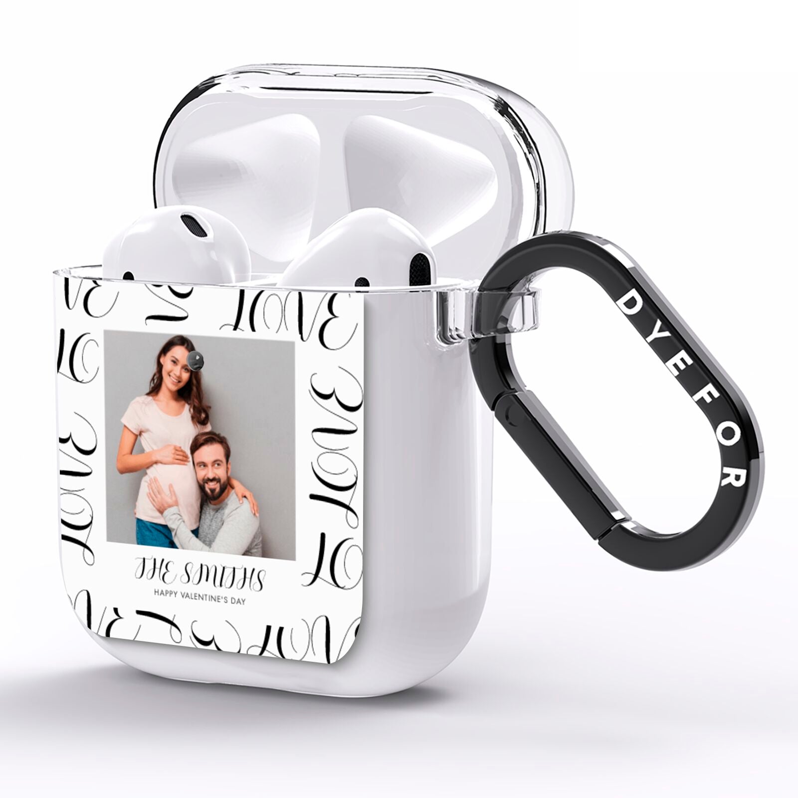 Happy Valentines Day Photo Upload AirPods Clear Case Side Image