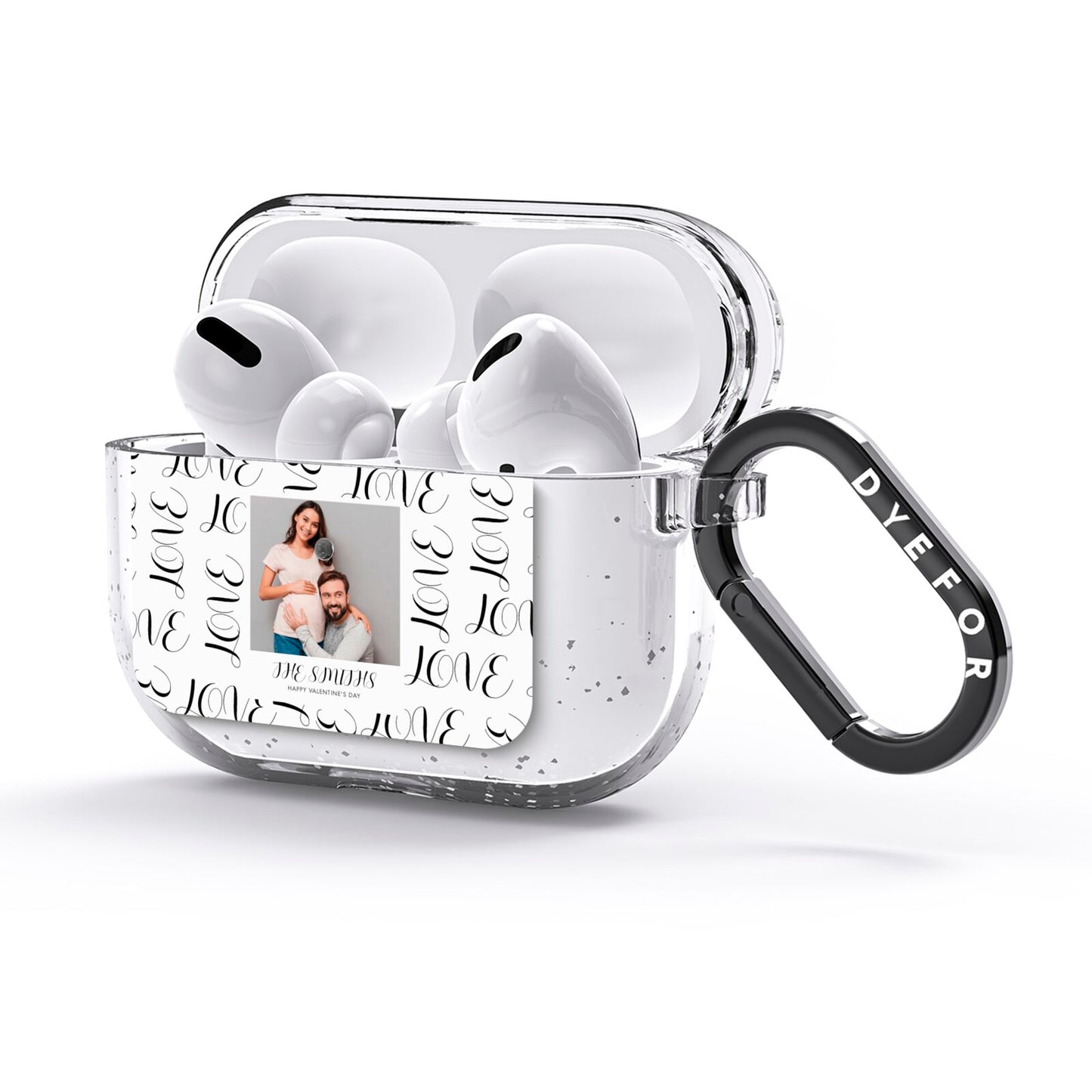 Happy Valentines Day Photo Upload AirPods Glitter Case 3rd Gen Side Image