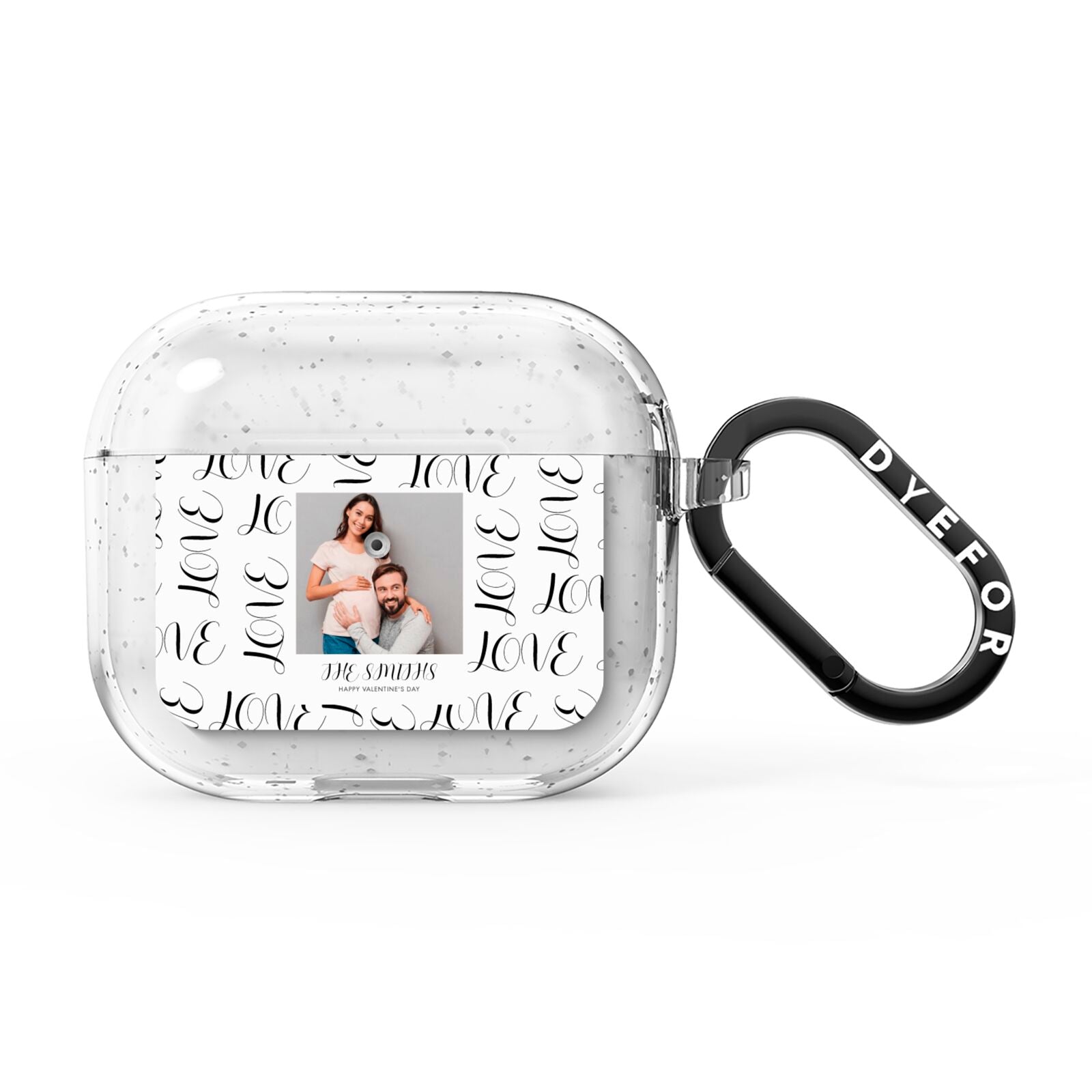 Happy Valentines Day Photo Upload AirPods Glitter Case 3rd Gen