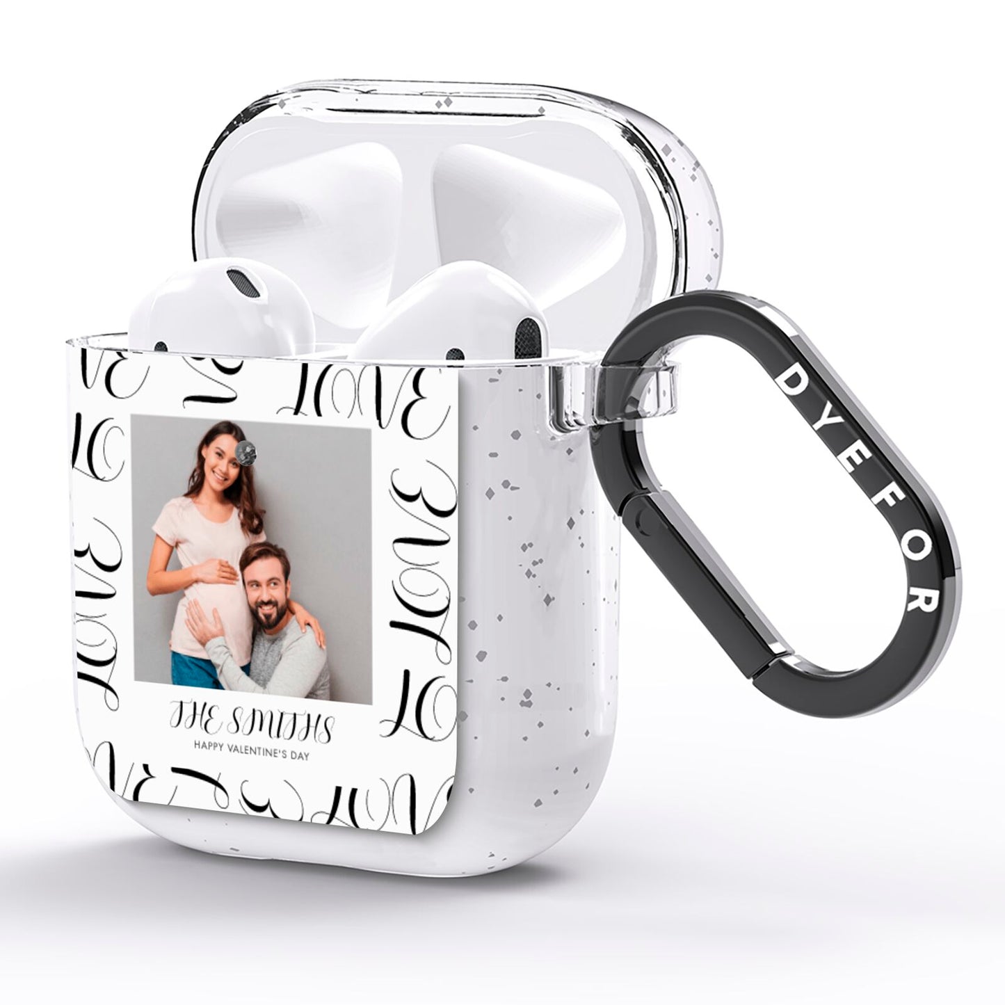 Happy Valentines Day Photo Upload AirPods Glitter Case Side Image