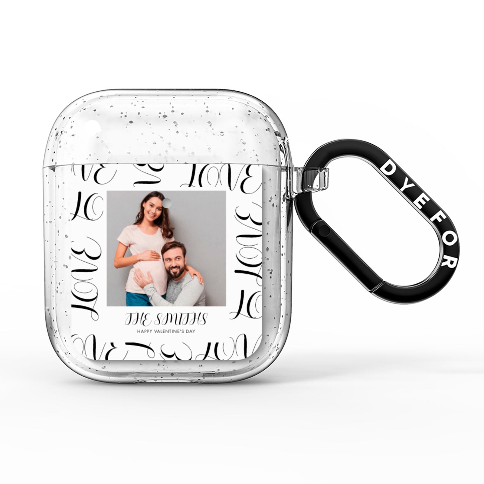 Happy Valentines Day Photo Upload AirPods Glitter Case