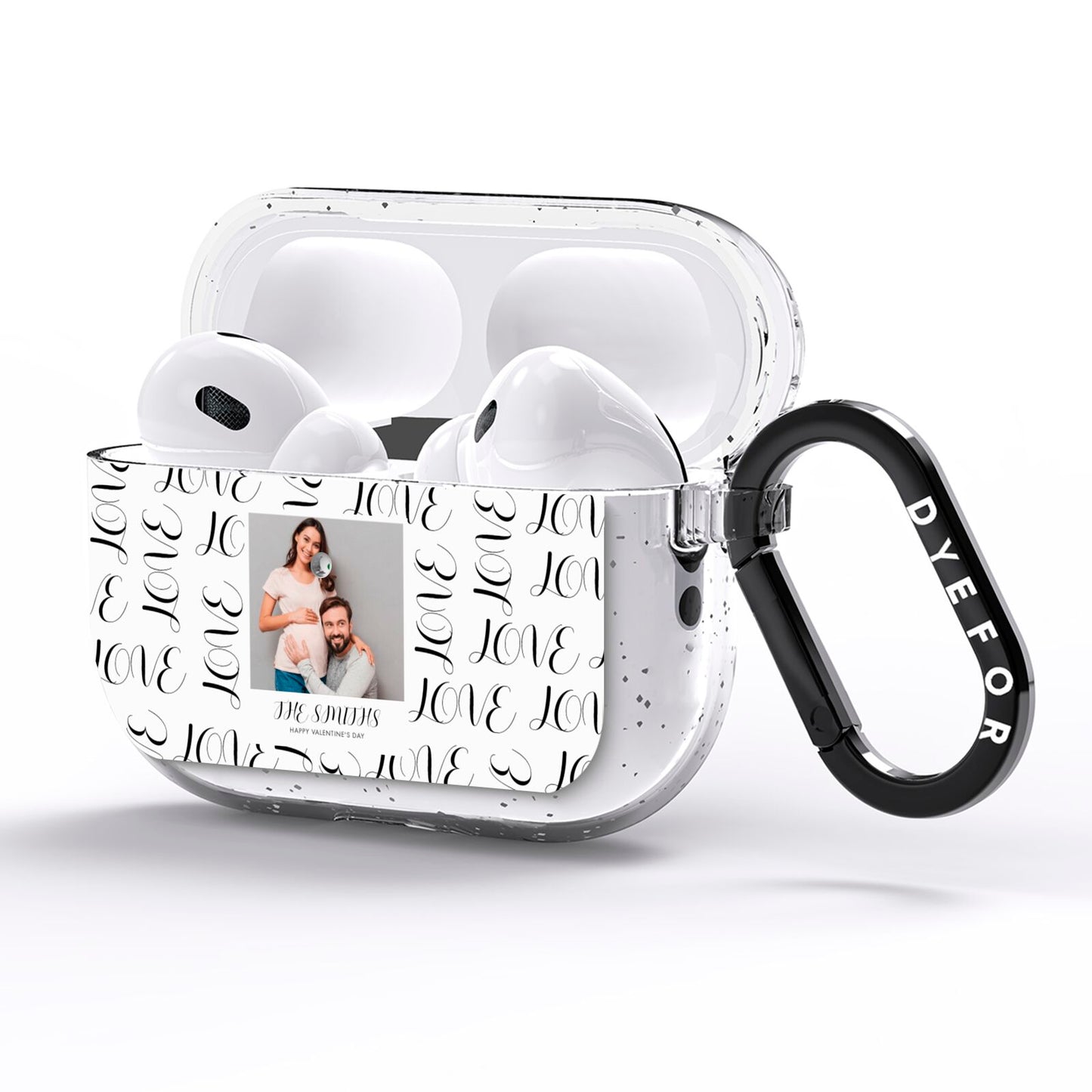 Happy Valentines Day Photo Upload AirPods Pro Glitter Case Side Image