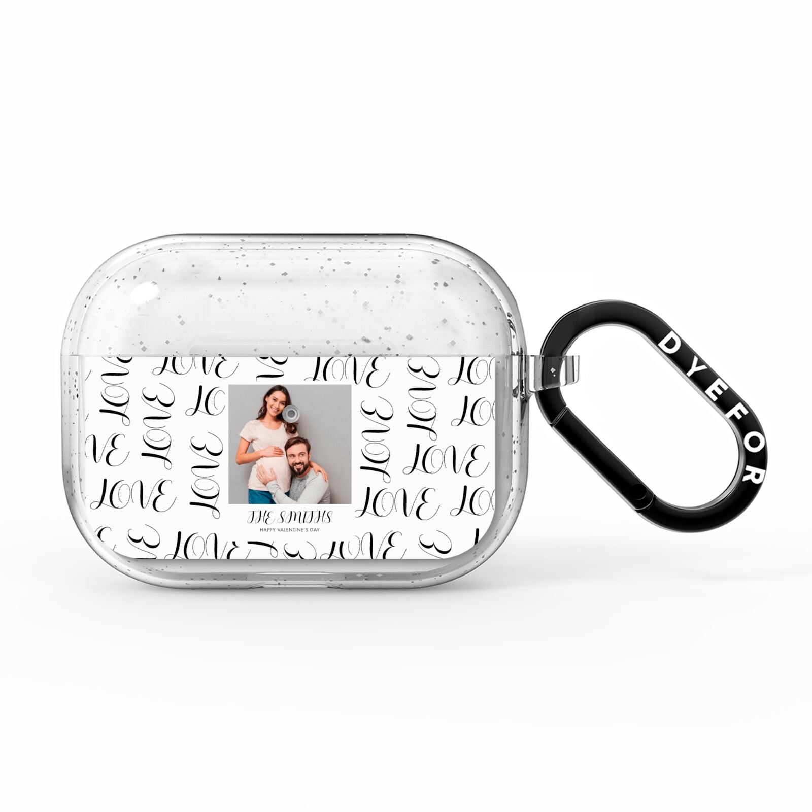 Happy Valentines Day Photo Upload AirPods Pro Glitter Case