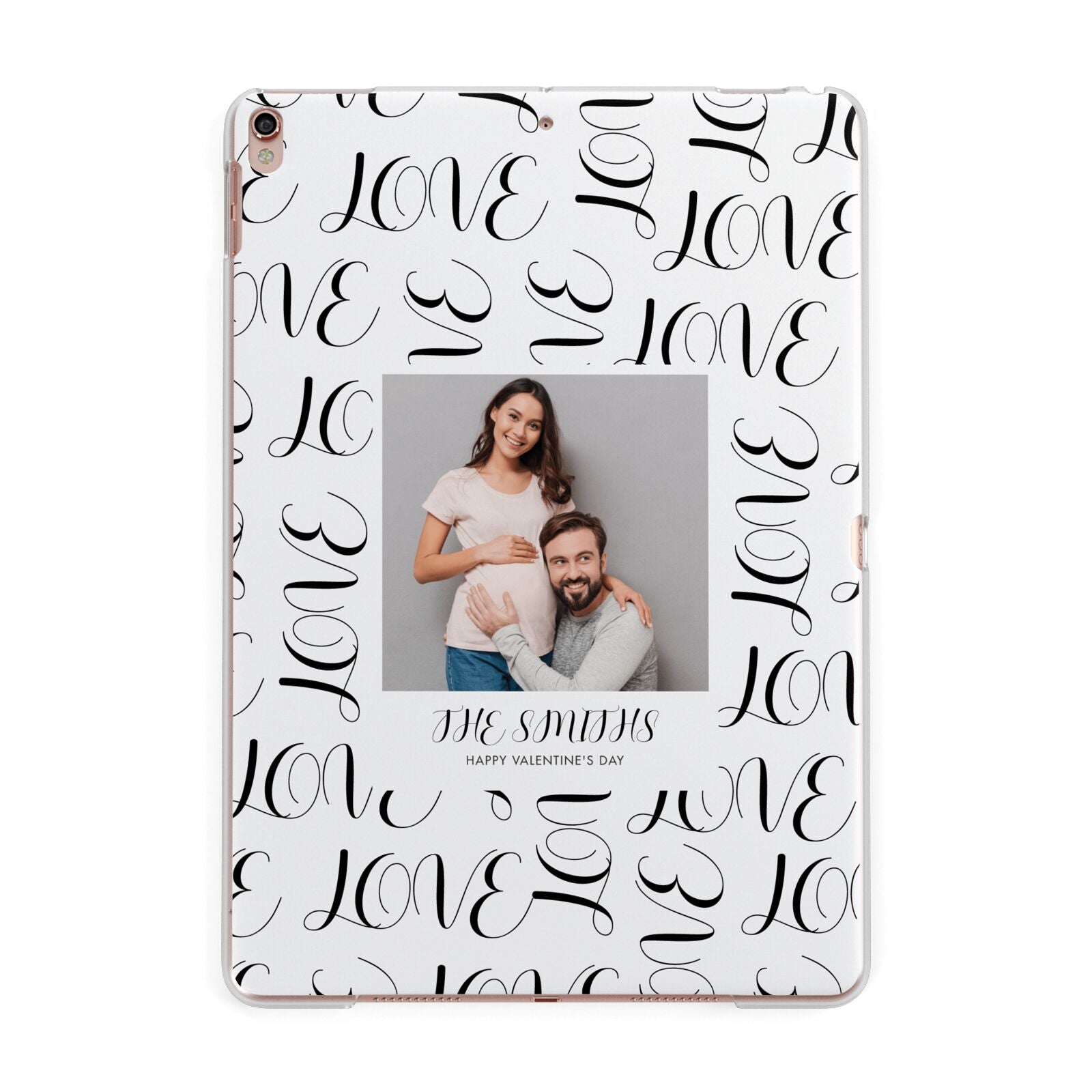 Happy Valentines Day Photo Upload Apple iPad Rose Gold Case