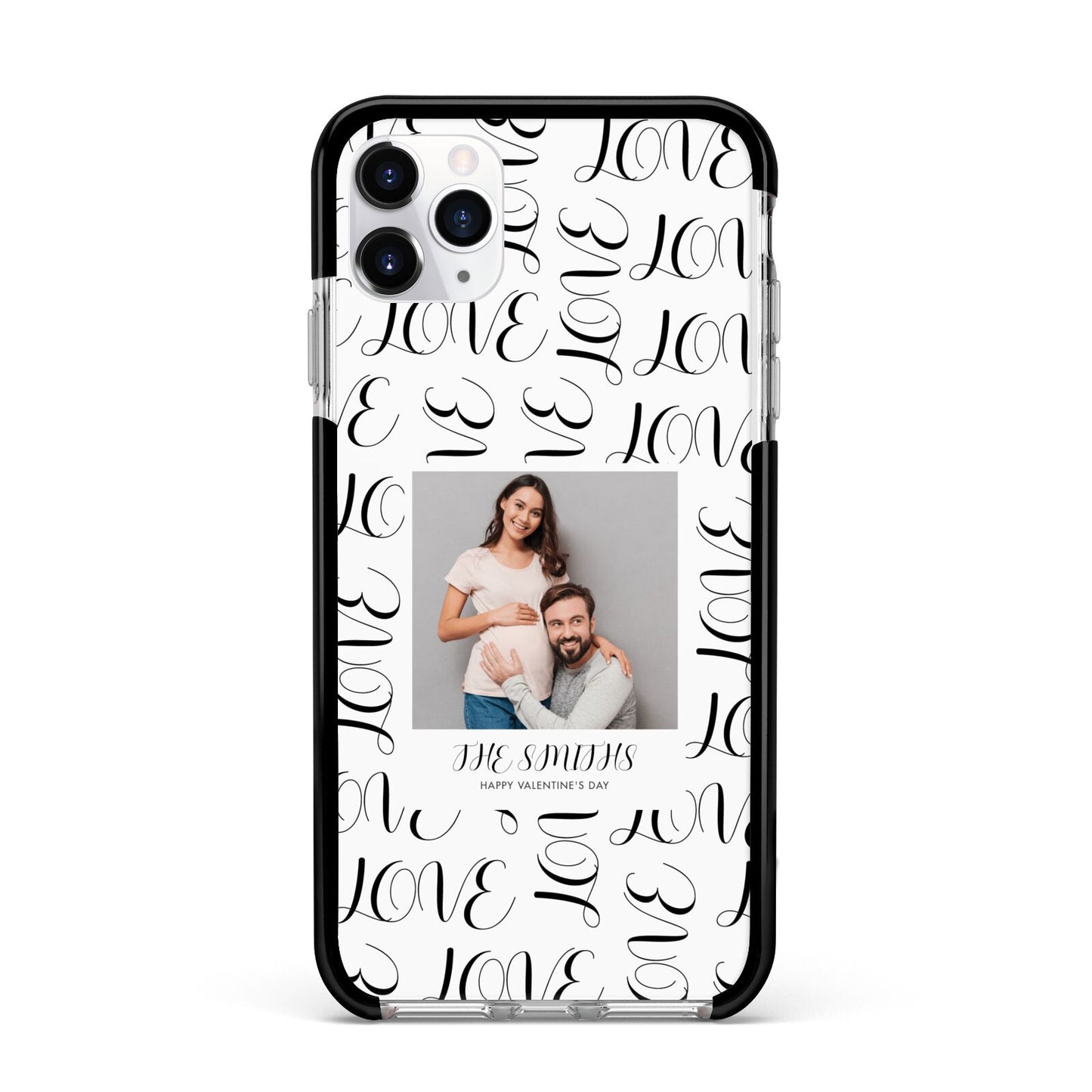 Happy Valentines Day Photo Upload Apple iPhone 11 Pro Max in Silver with Black Impact Case