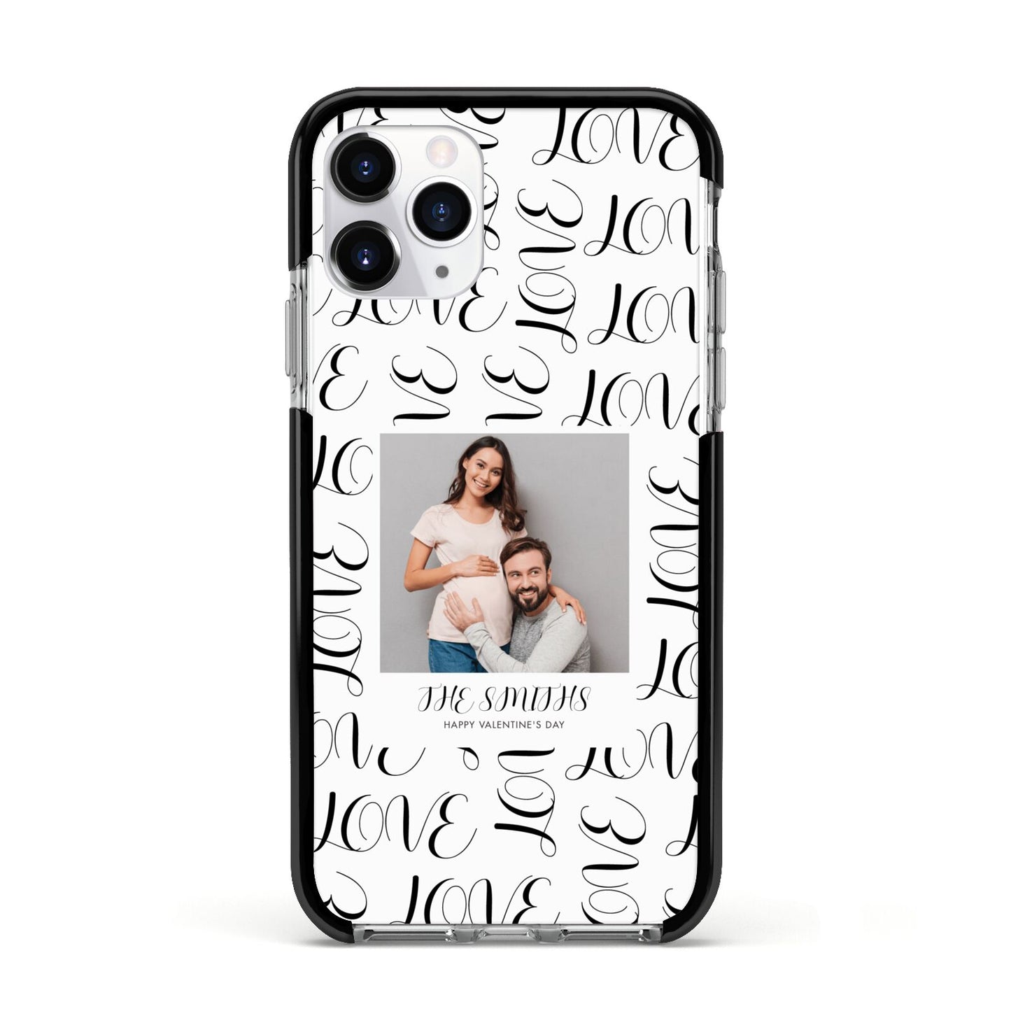 Happy Valentines Day Photo Upload Apple iPhone 11 Pro in Silver with Black Impact Case