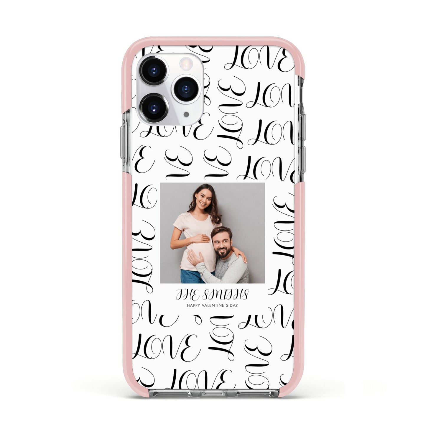 Happy Valentines Day Photo Upload Apple iPhone 11 Pro in Silver with Pink Impact Case
