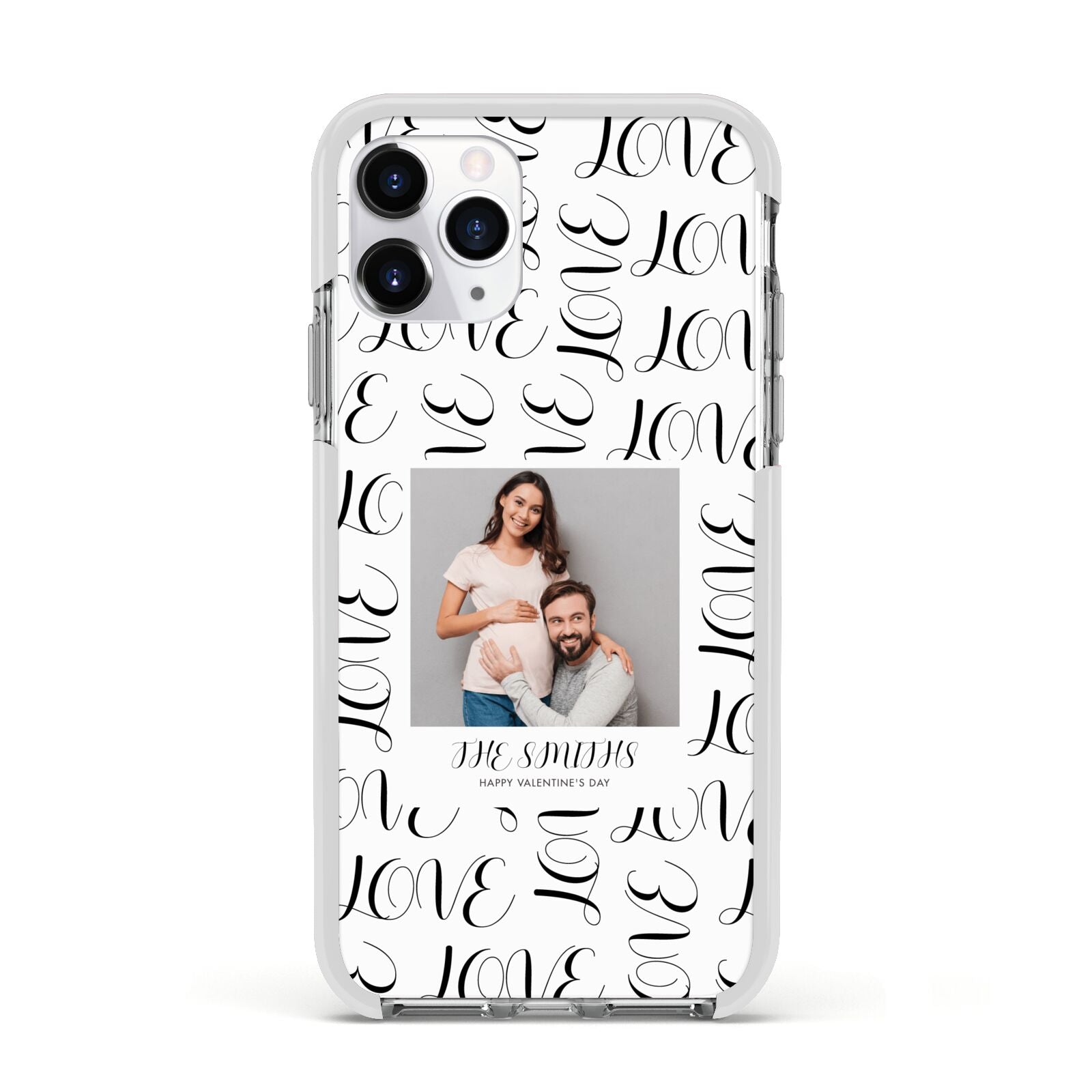 Happy Valentines Day Photo Upload Apple iPhone 11 Pro in Silver with White Impact Case