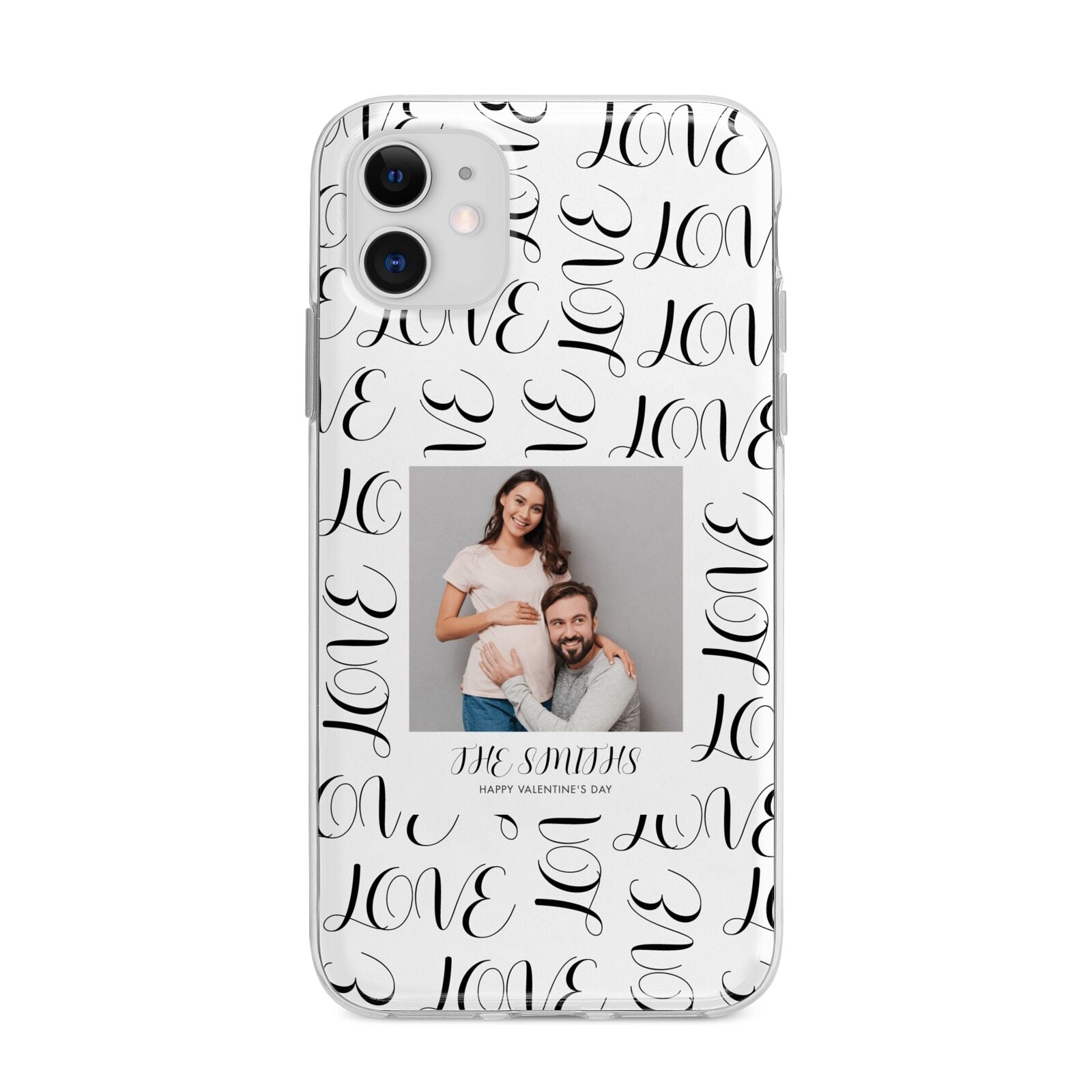 Happy Valentines Day Photo Upload Apple iPhone 11 in White with Bumper Case