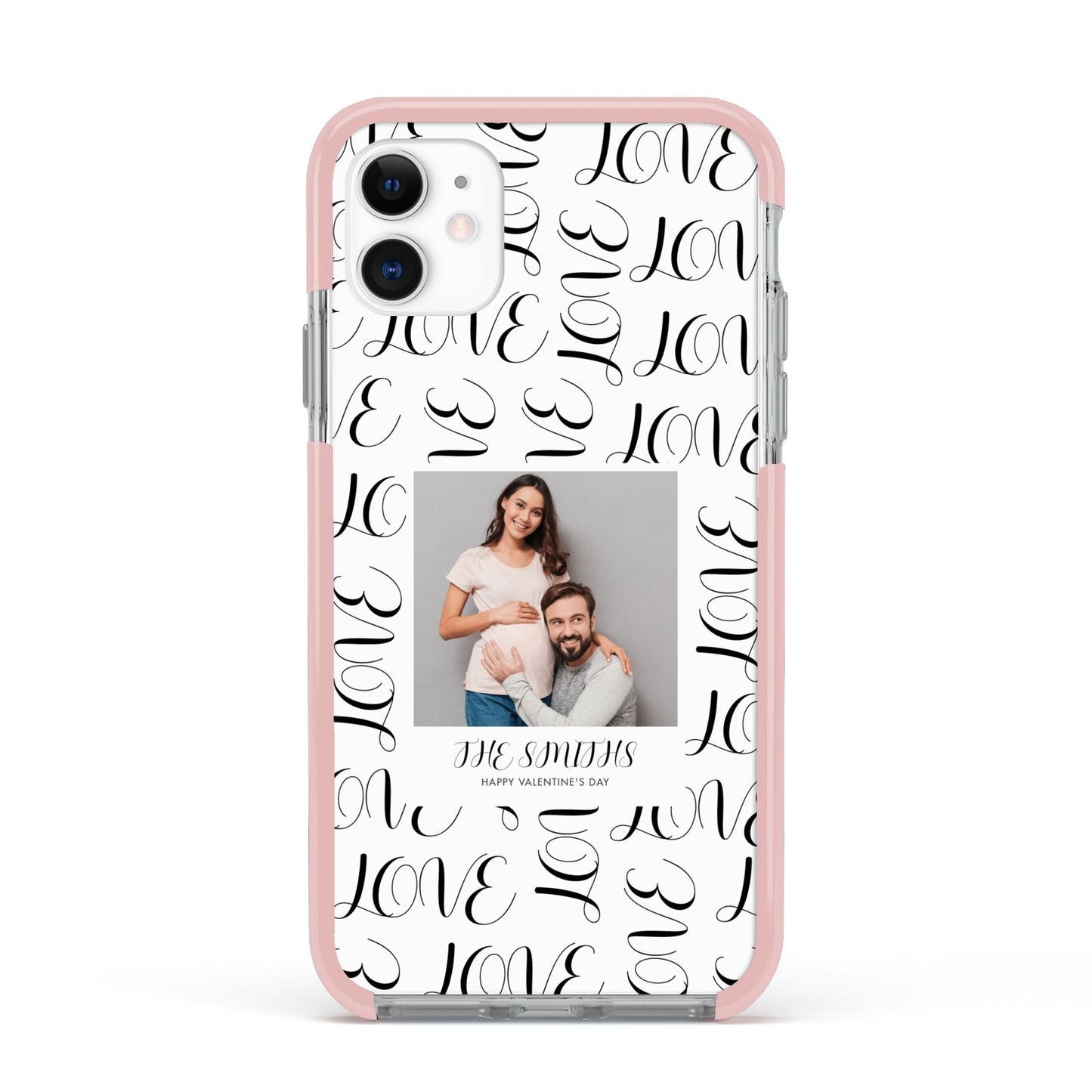 Happy Valentines Day Photo Upload Apple iPhone 11 in White with Pink Impact Case