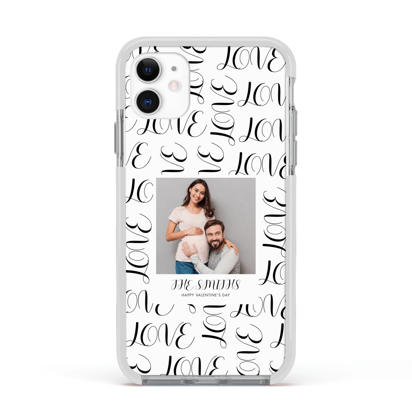 Happy Valentines Day Photo Upload Apple iPhone 11 in White with White Impact Case