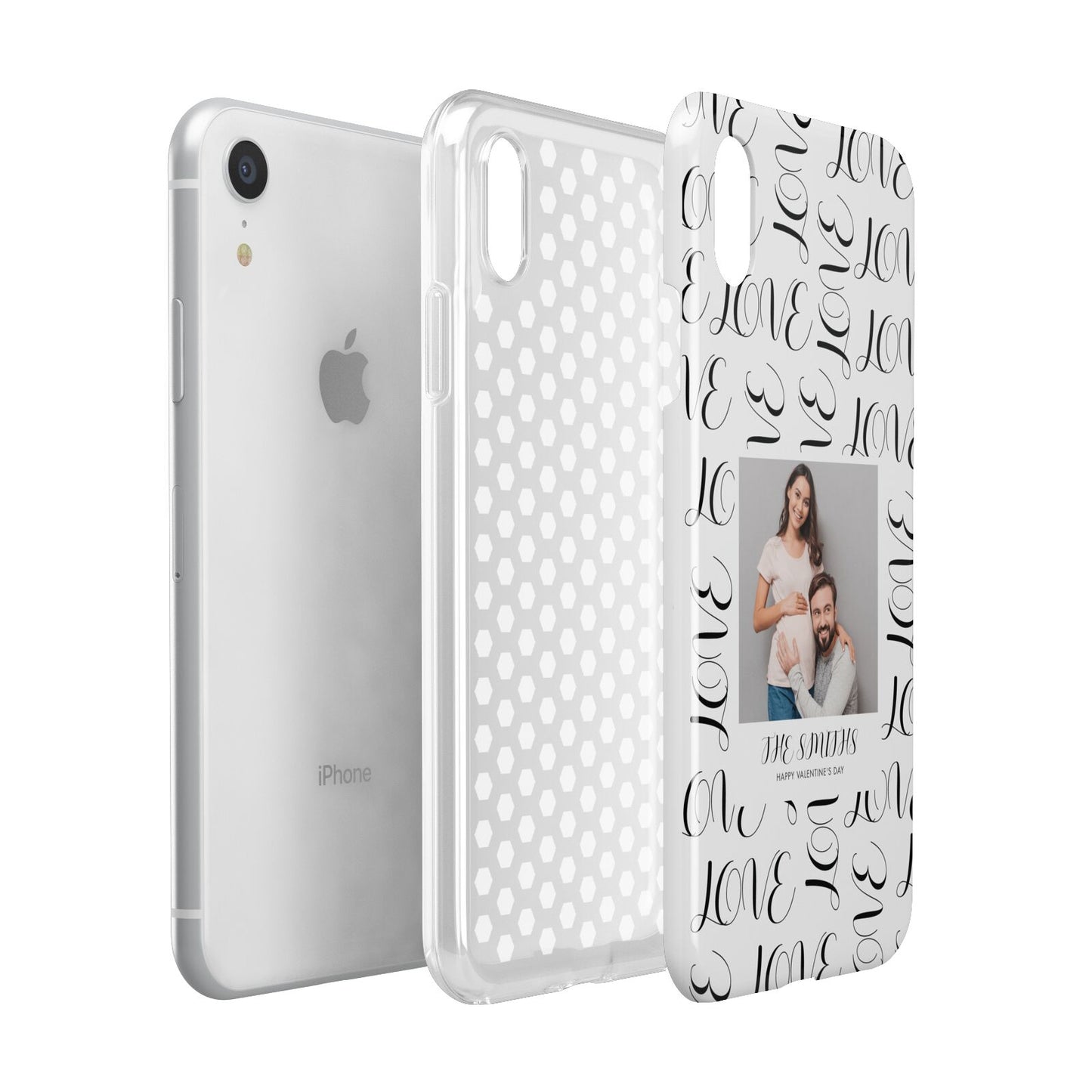 Happy Valentines Day Photo Upload Apple iPhone XR White 3D Tough Case Expanded view