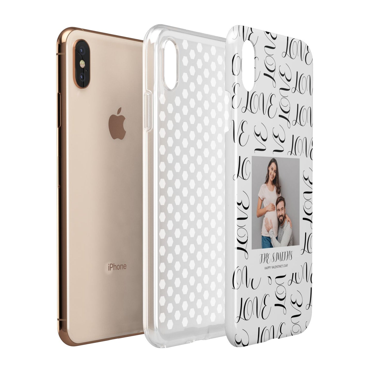 Happy Valentines Day Photo Upload Apple iPhone Xs Max 3D Tough Case Expanded View