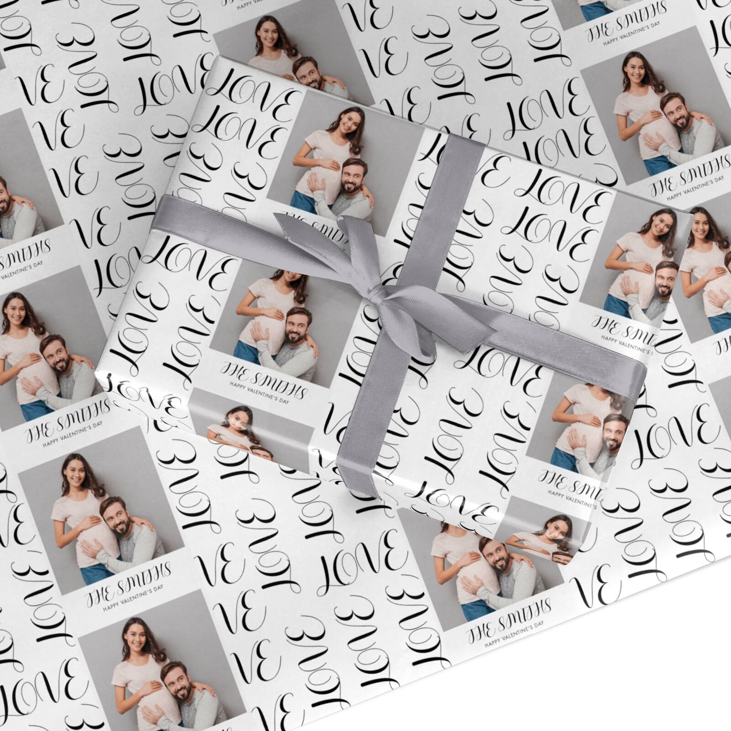 Happy Valentines Day Photo Upload Custom Wrapping Paper