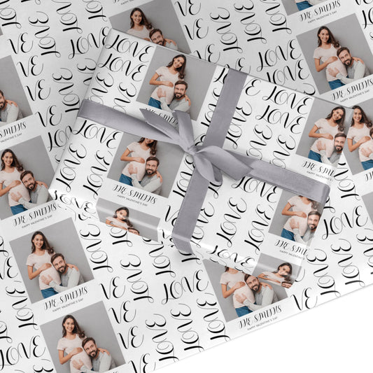 Happy Valentines Day Photo Upload Custom Wrapping Paper