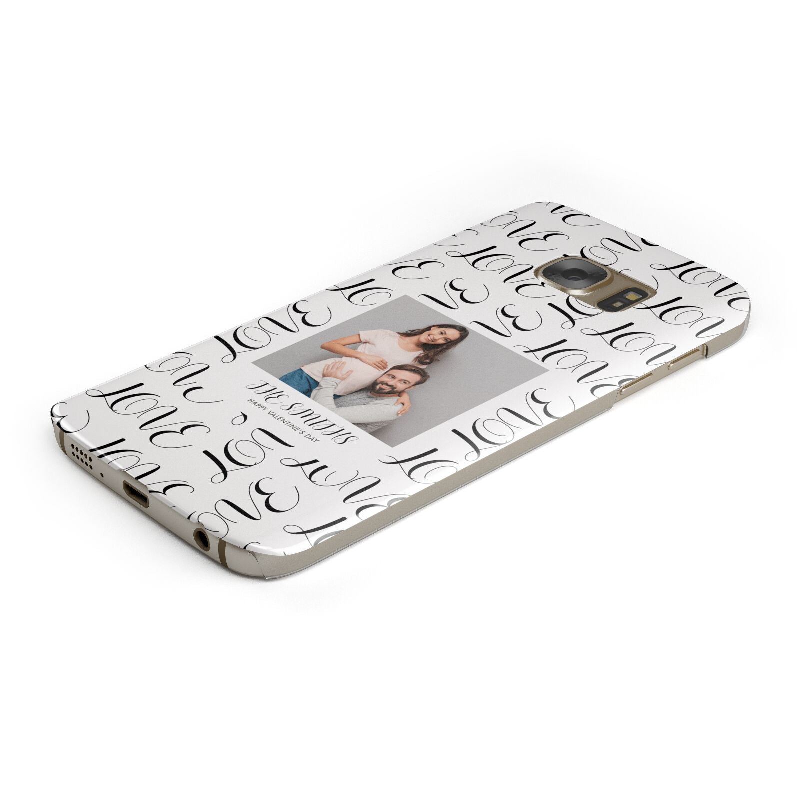 Happy Valentines Day Photo Upload Protective Samsung Galaxy Case Angled Image