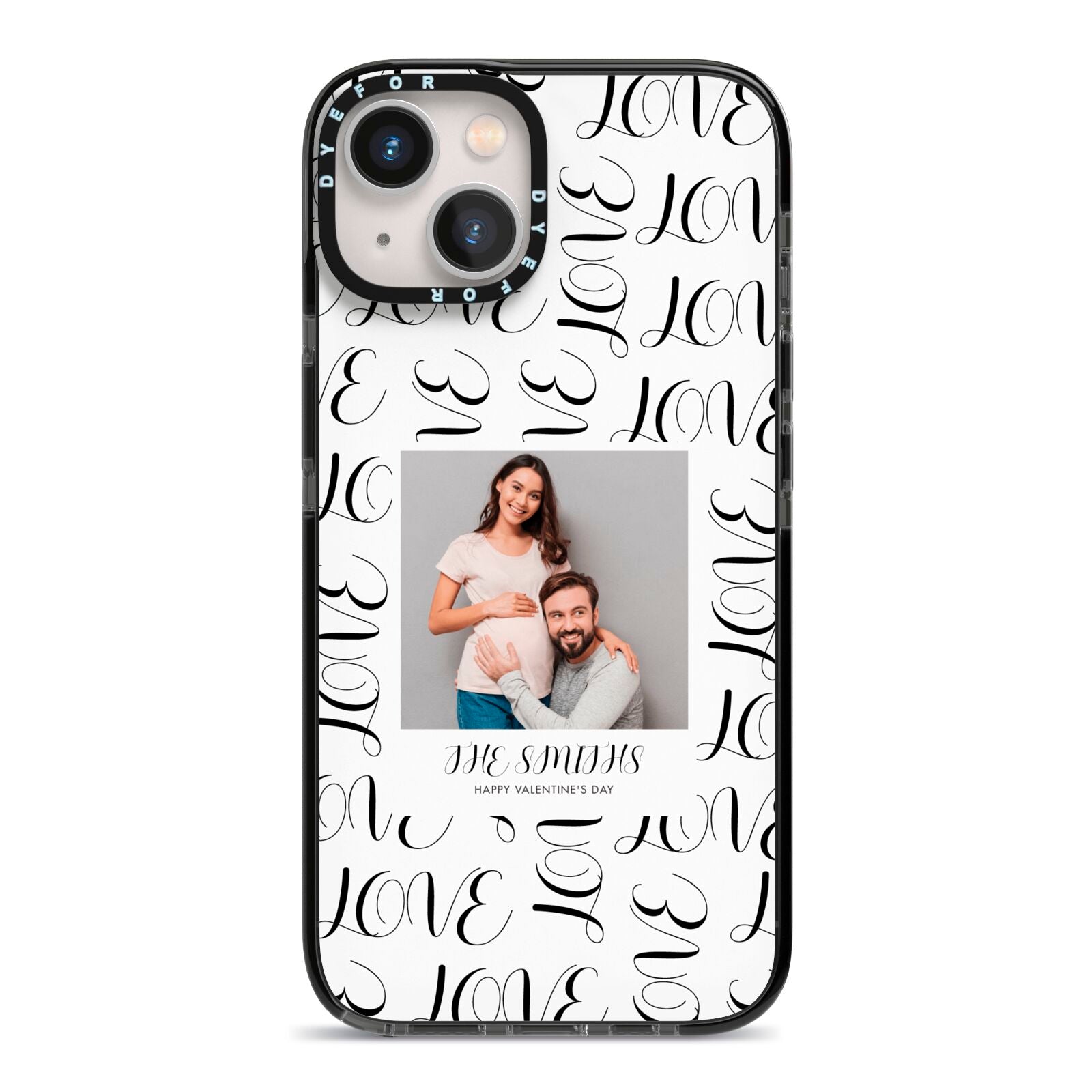 Happy Valentines Day Photo Upload iPhone 13 Black Impact Case on Silver phone