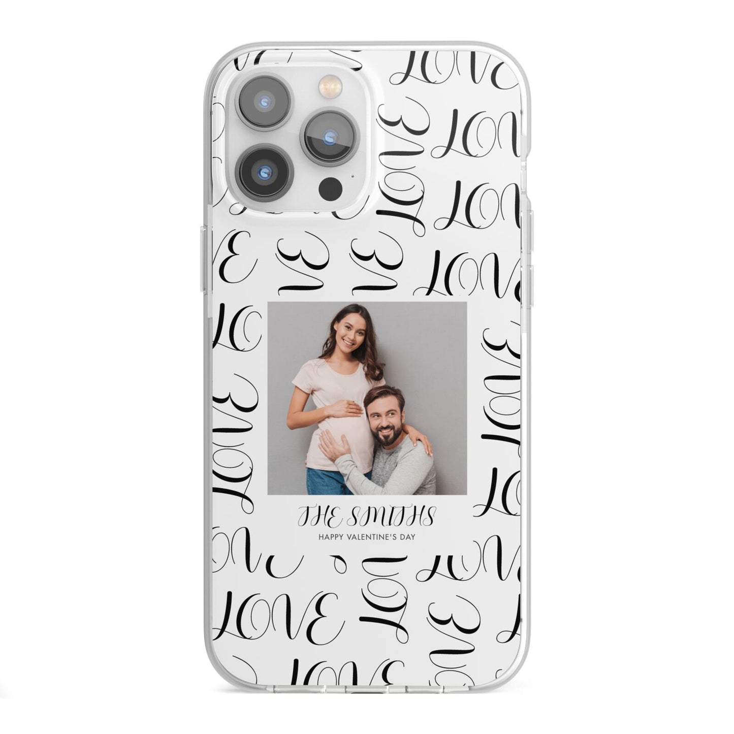 Happy Valentines Day Photo Upload iPhone 13 Pro Max TPU Impact Case with White Edges