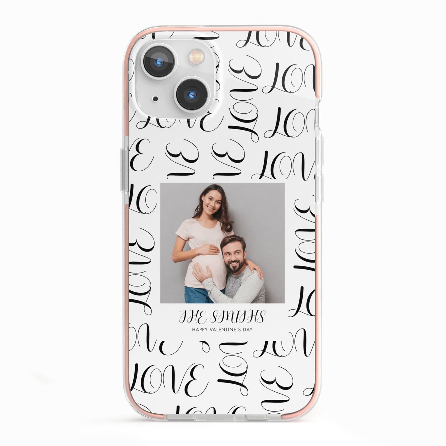 Happy Valentines Day Photo Upload iPhone 13 TPU Impact Case with Pink Edges