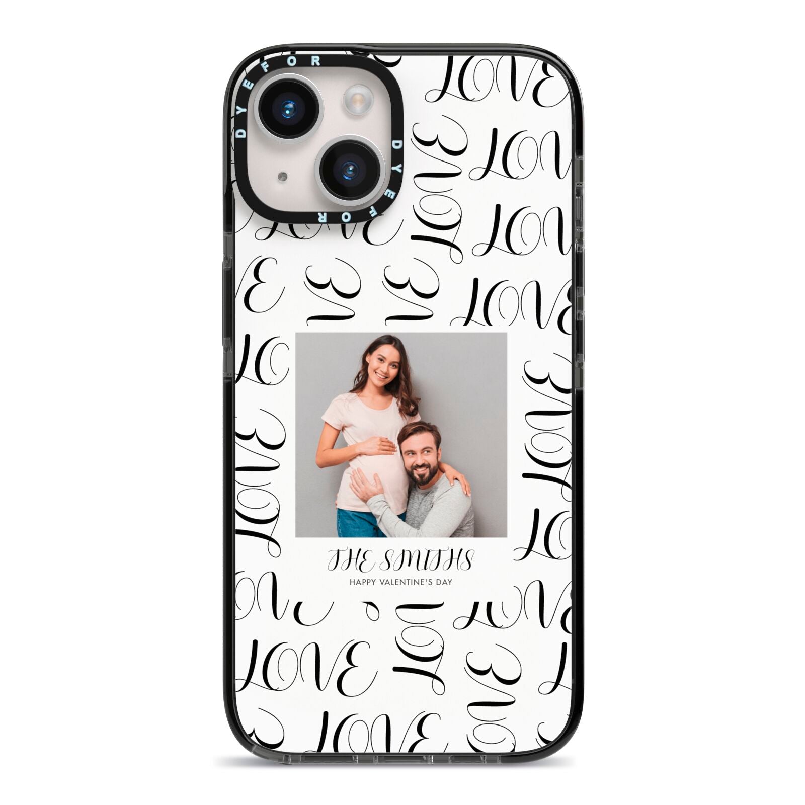 Happy Valentines Day Photo Upload iPhone 14 Black Impact Case on Silver phone