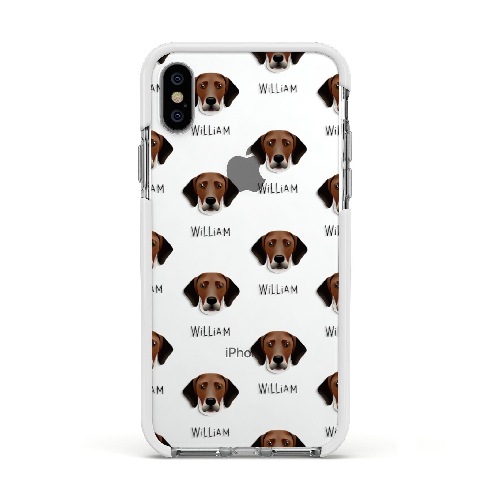 Harrier Icon with Name Apple iPhone Xs Impact Case White Edge on Silver Phone