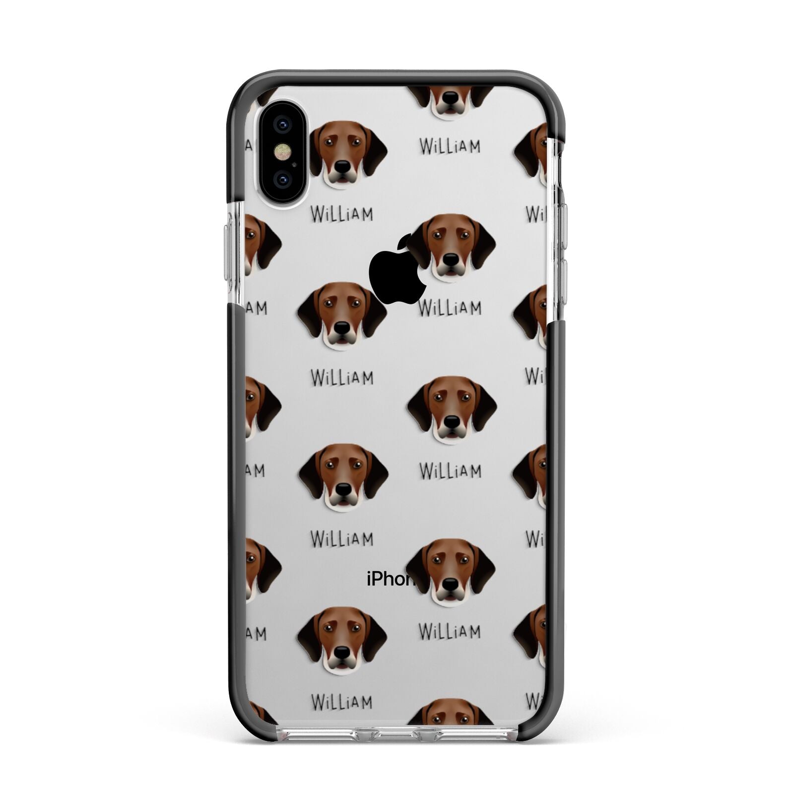 Harrier Icon with Name Apple iPhone Xs Max Impact Case Black Edge on Silver Phone