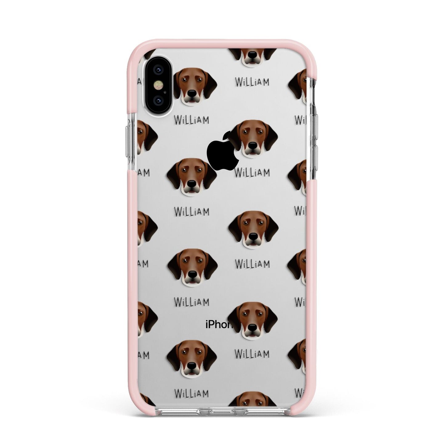 Harrier Icon with Name Apple iPhone Xs Max Impact Case Pink Edge on Silver Phone