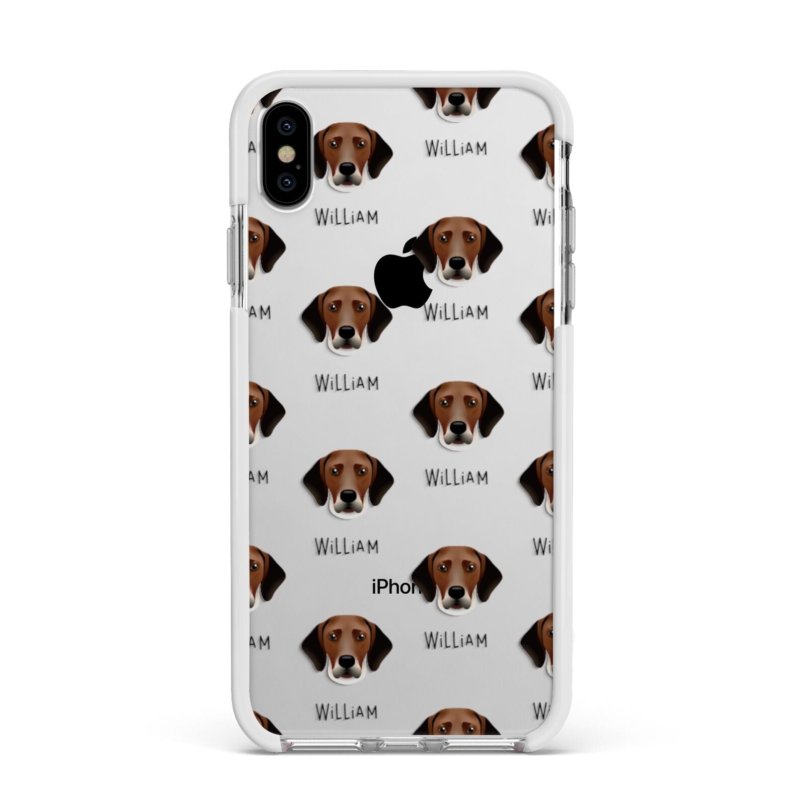 Harrier Icon with Name Apple iPhone Xs Max Impact Case White Edge on Silver Phone