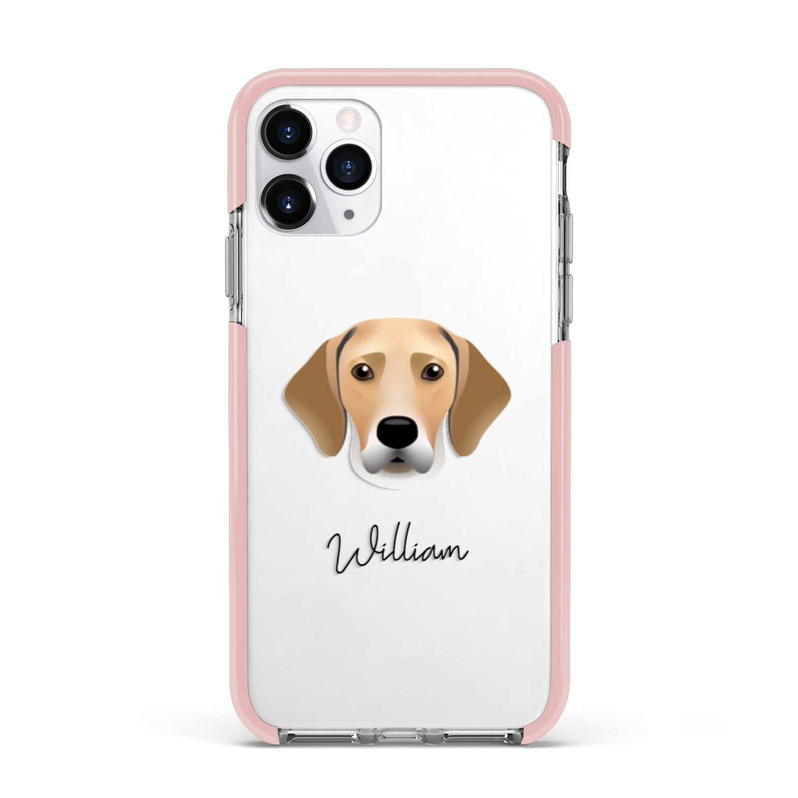 Harrier Personalised Apple iPhone 11 Pro in Silver with Pink Impact Case