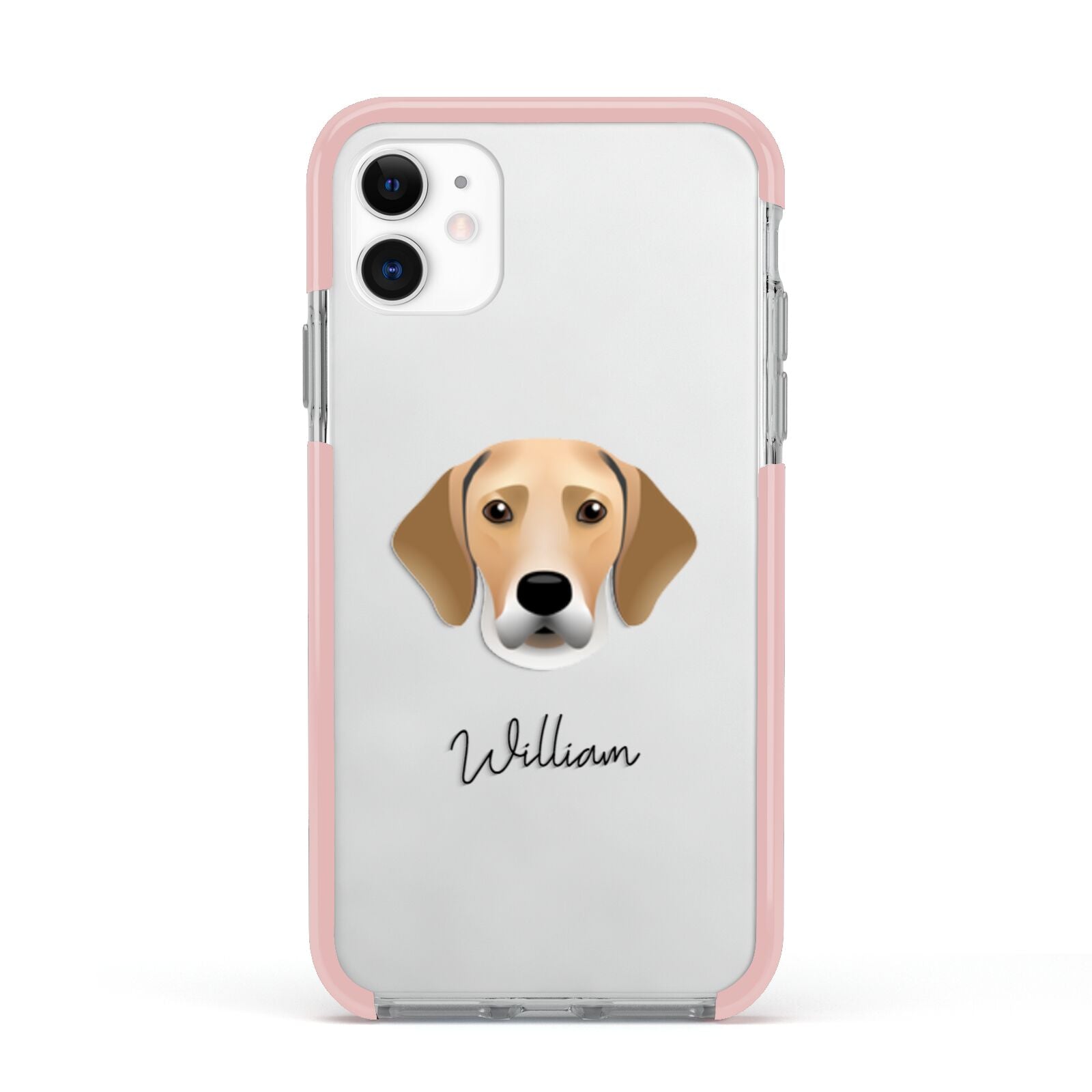 Harrier Personalised Apple iPhone 11 in White with Pink Impact Case