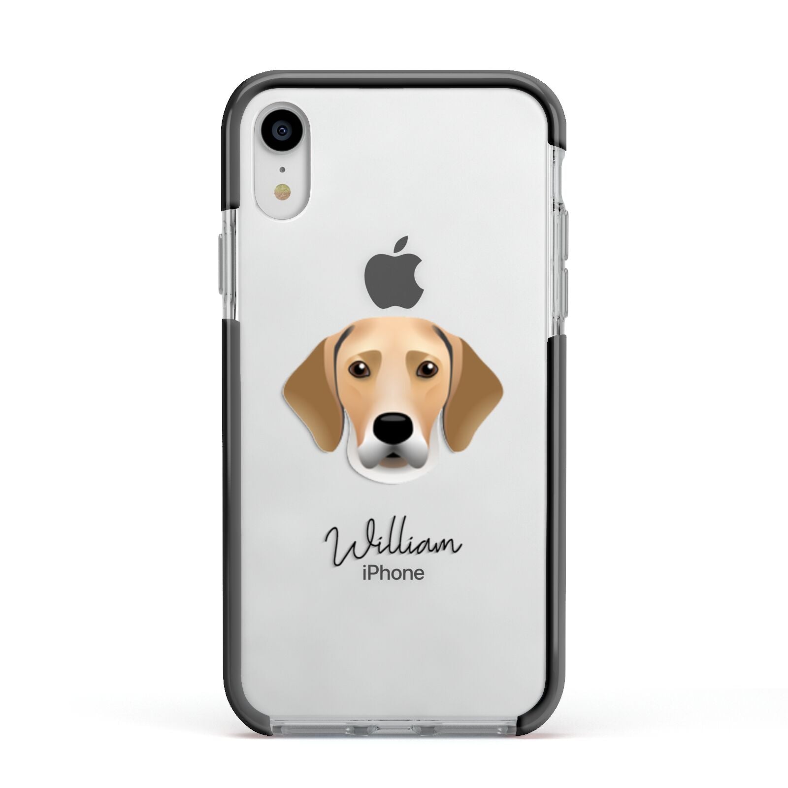 Harrier Personalised Apple iPhone XR Impact Case Black Edge on Silver Phone