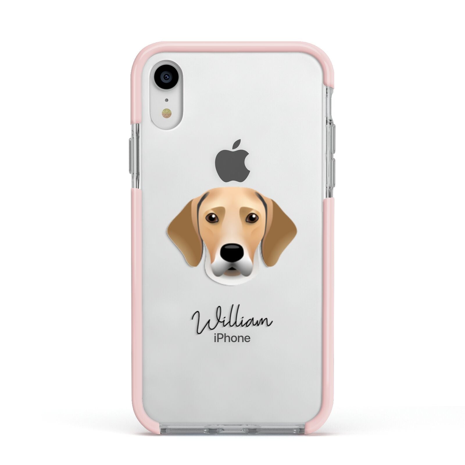 Harrier Personalised Apple iPhone XR Impact Case Pink Edge on Silver Phone
