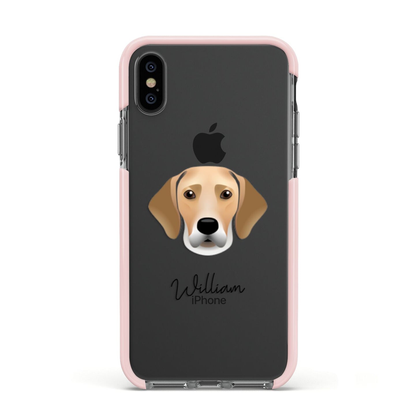 Harrier Personalised Apple iPhone Xs Impact Case Pink Edge on Black Phone