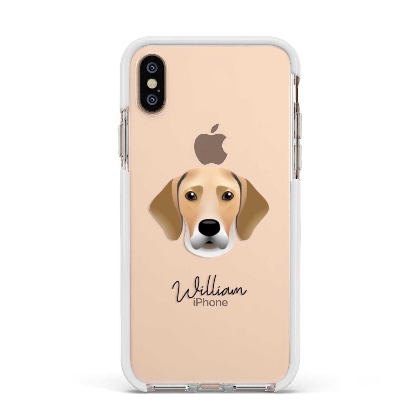 Harrier Personalised Apple iPhone Xs Impact Case White Edge on Gold Phone