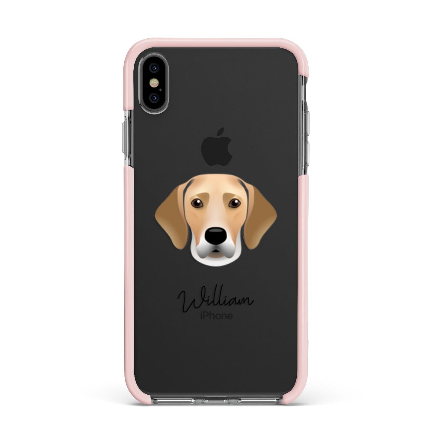 Harrier Personalised Apple iPhone Xs Max Impact Case Pink Edge on Black Phone