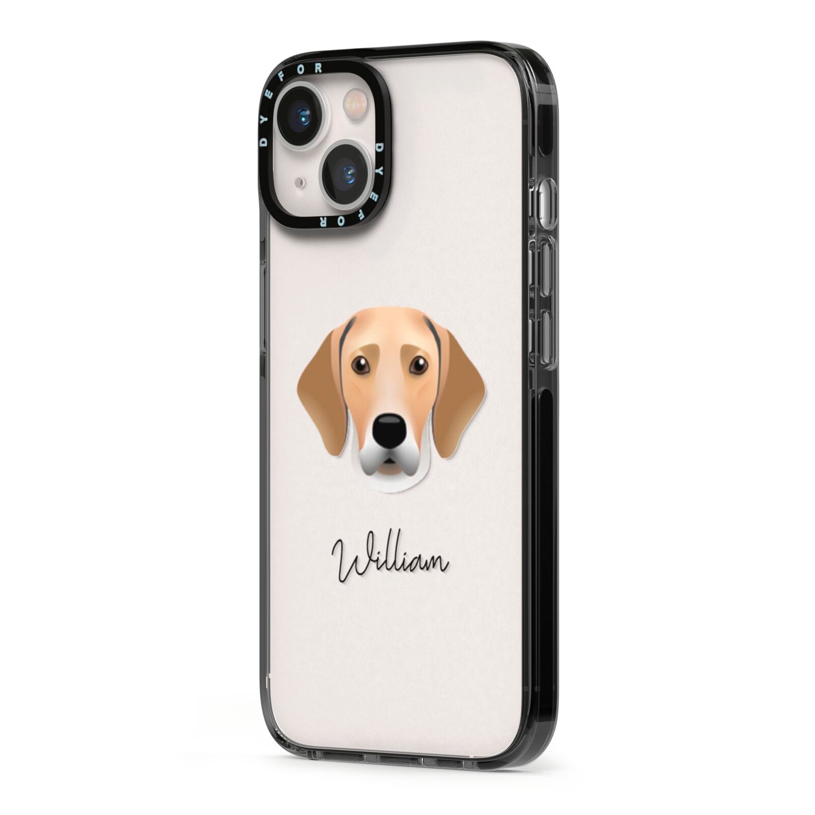 Harrier Personalised iPhone 13 Black Impact Case Side Angle on Silver phone