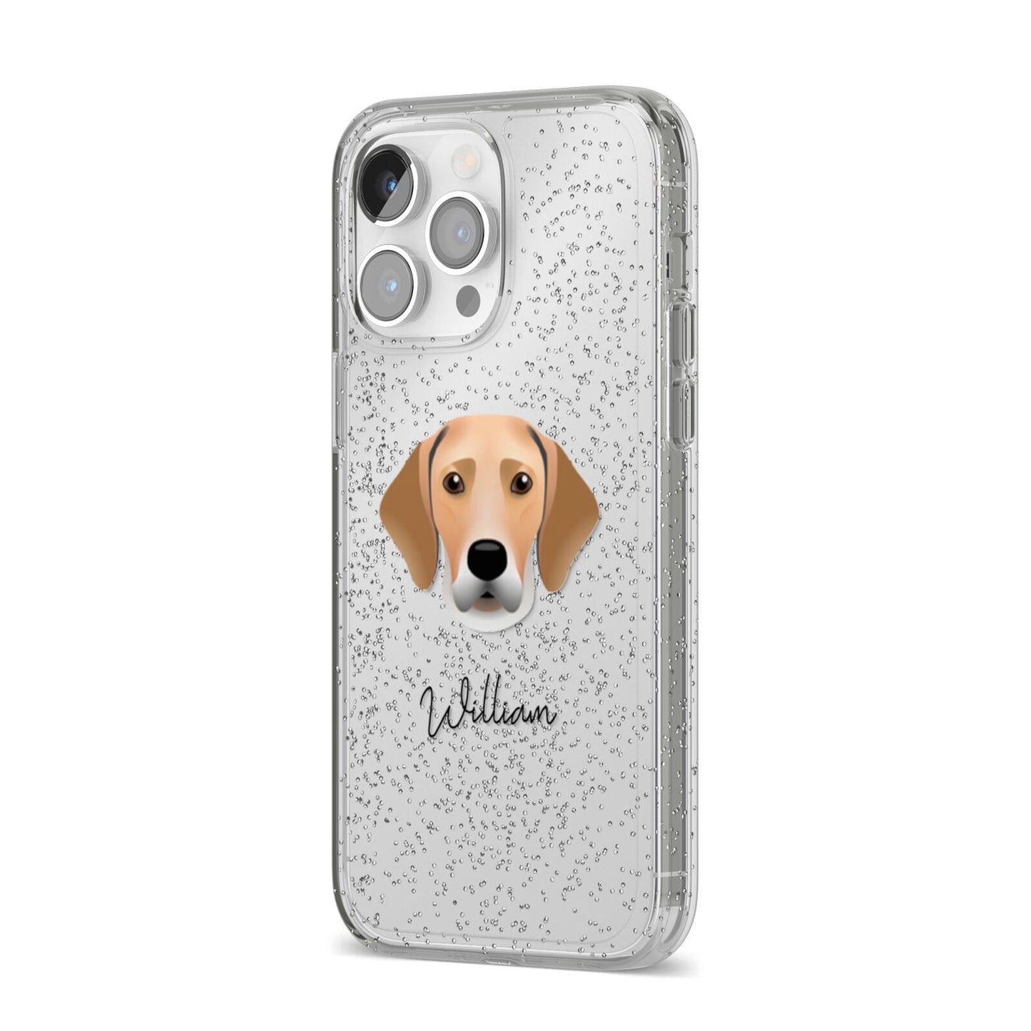 Harrier Personalised iPhone 14 Pro Max Glitter Tough Case Silver Angled Image