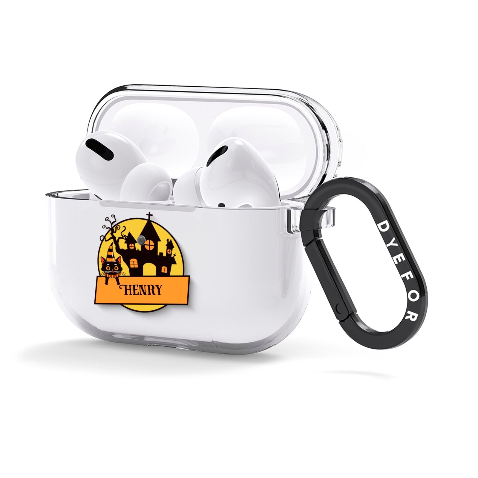 Haunted House Silhouette Custom AirPods Clear Case 3rd Gen Side Image