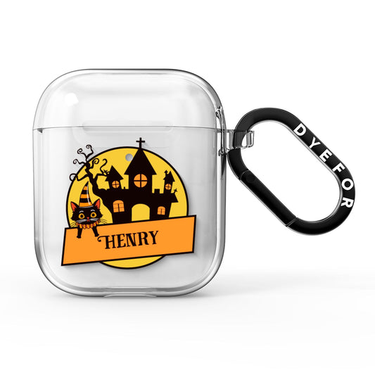 Haunted House Silhouette Custom AirPods Clear Case