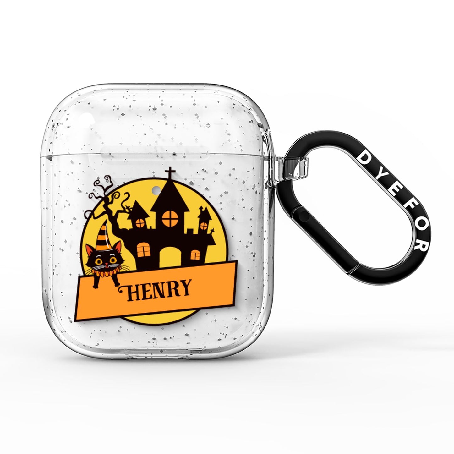 Haunted House Silhouette Custom AirPods Glitter Case