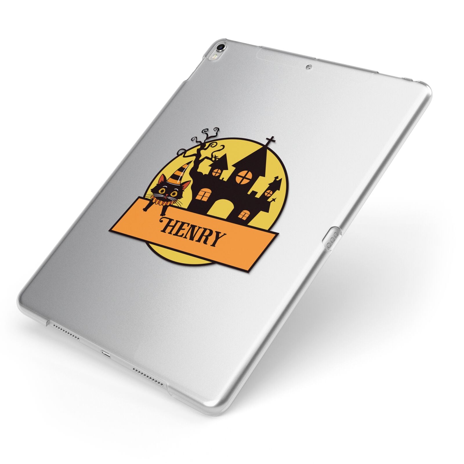 Haunted House Silhouette Custom Apple iPad Case on Silver iPad Side View