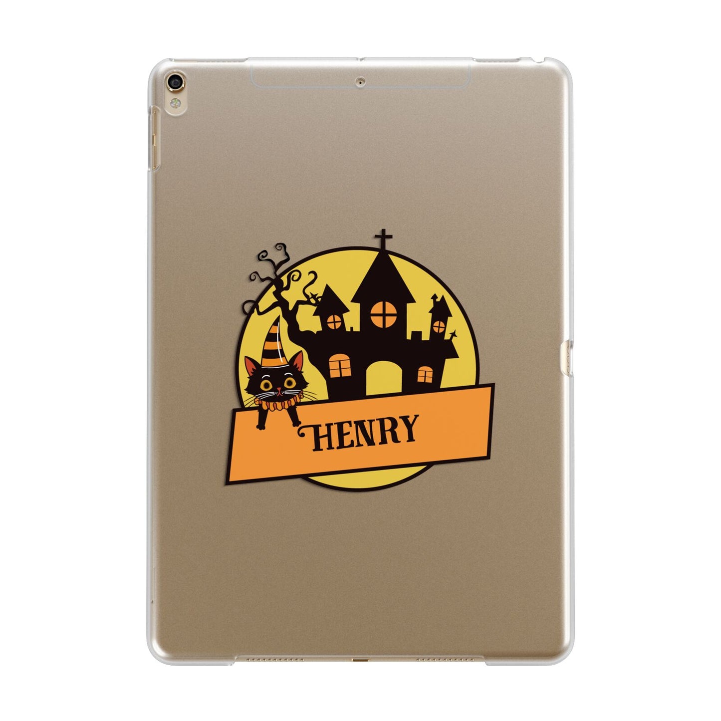 Haunted House Silhouette Custom Apple iPad Gold Case