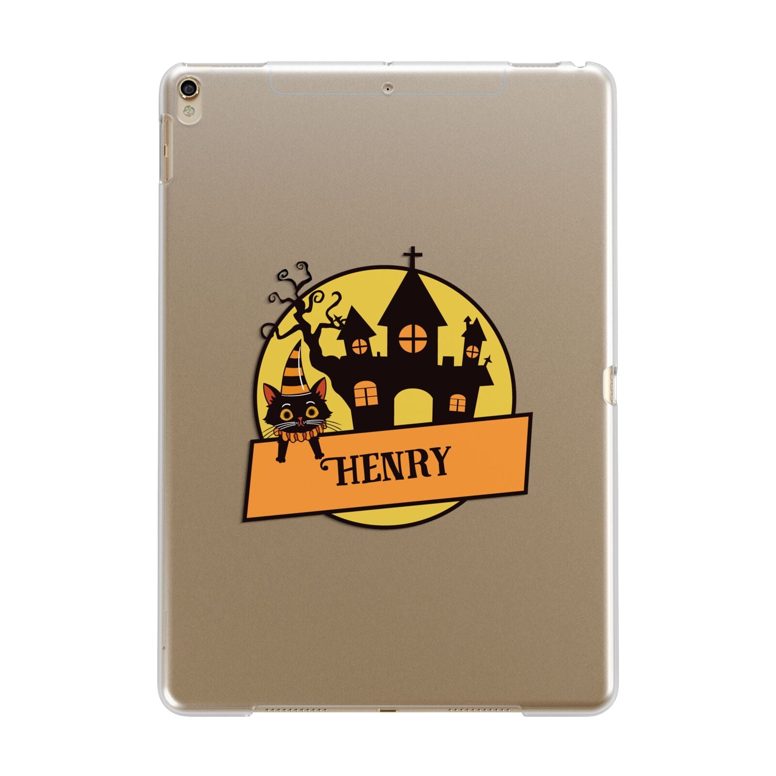 Haunted House Silhouette Custom Apple iPad Gold Case