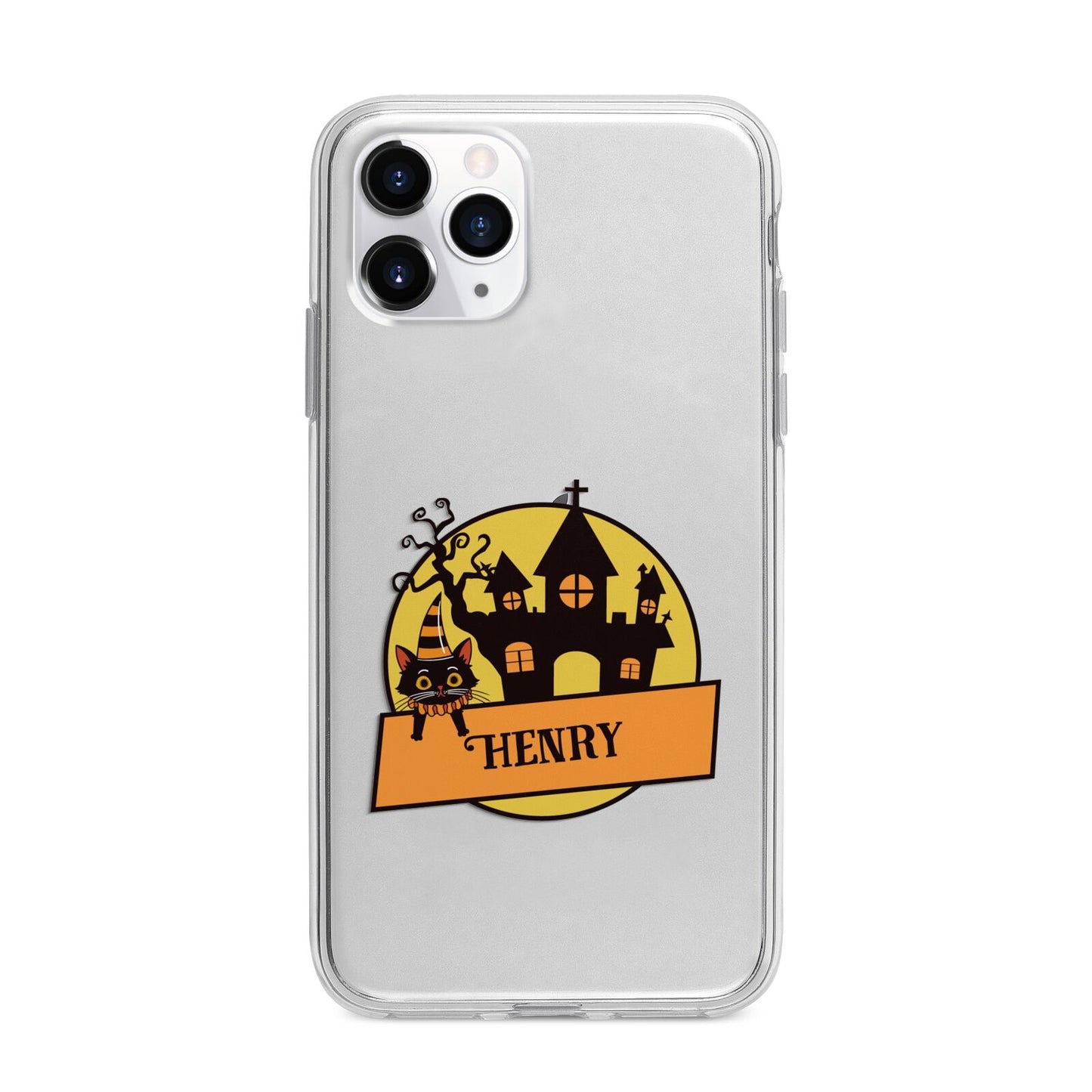 Haunted House Silhouette Custom Apple iPhone 11 Pro Max in Silver with Bumper Case