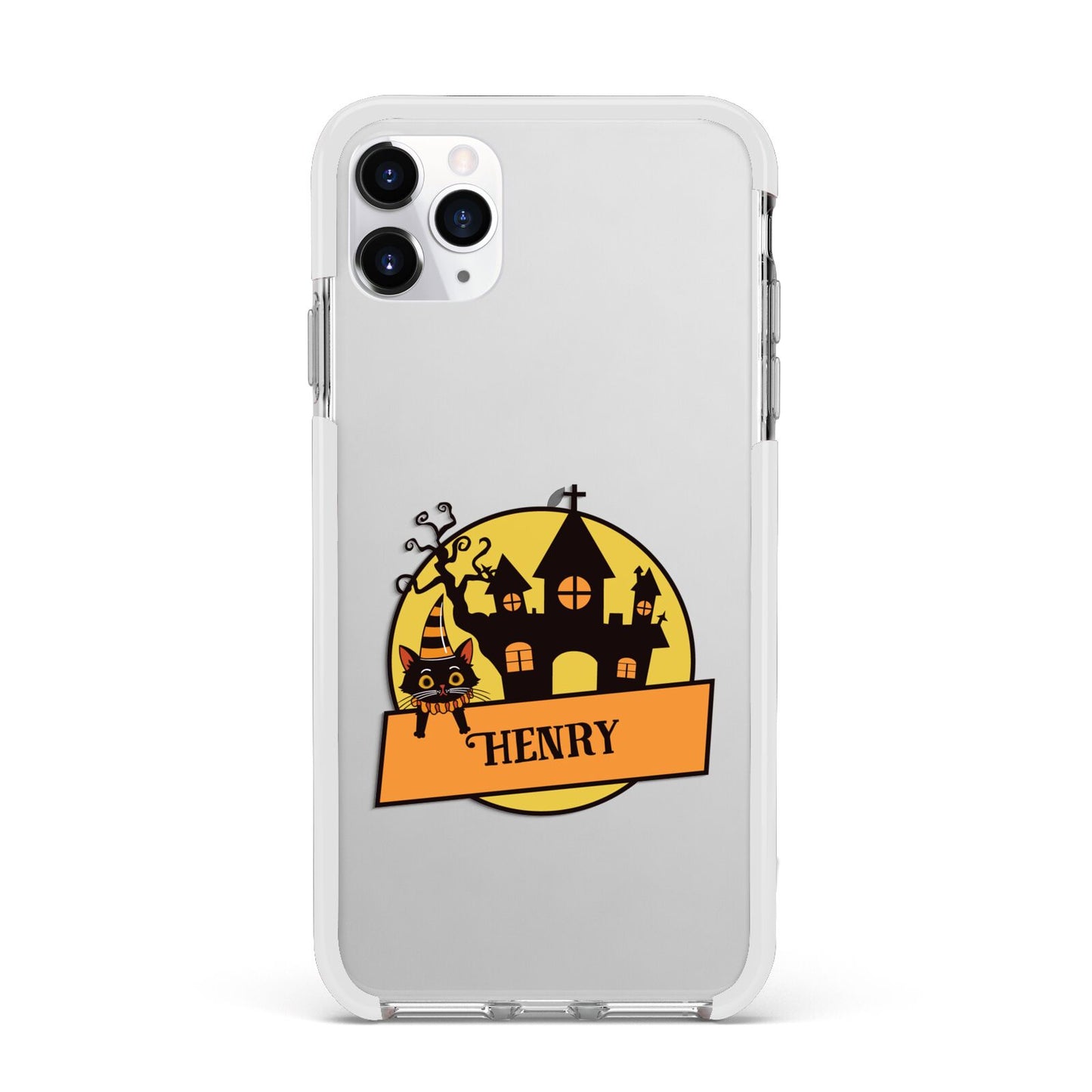 Haunted House Silhouette Custom Apple iPhone 11 Pro Max in Silver with White Impact Case
