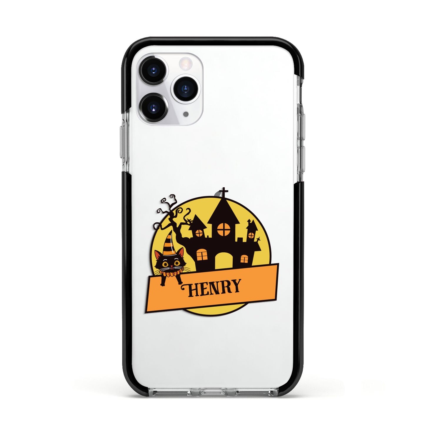 Haunted House Silhouette Custom Apple iPhone 11 Pro in Silver with Black Impact Case