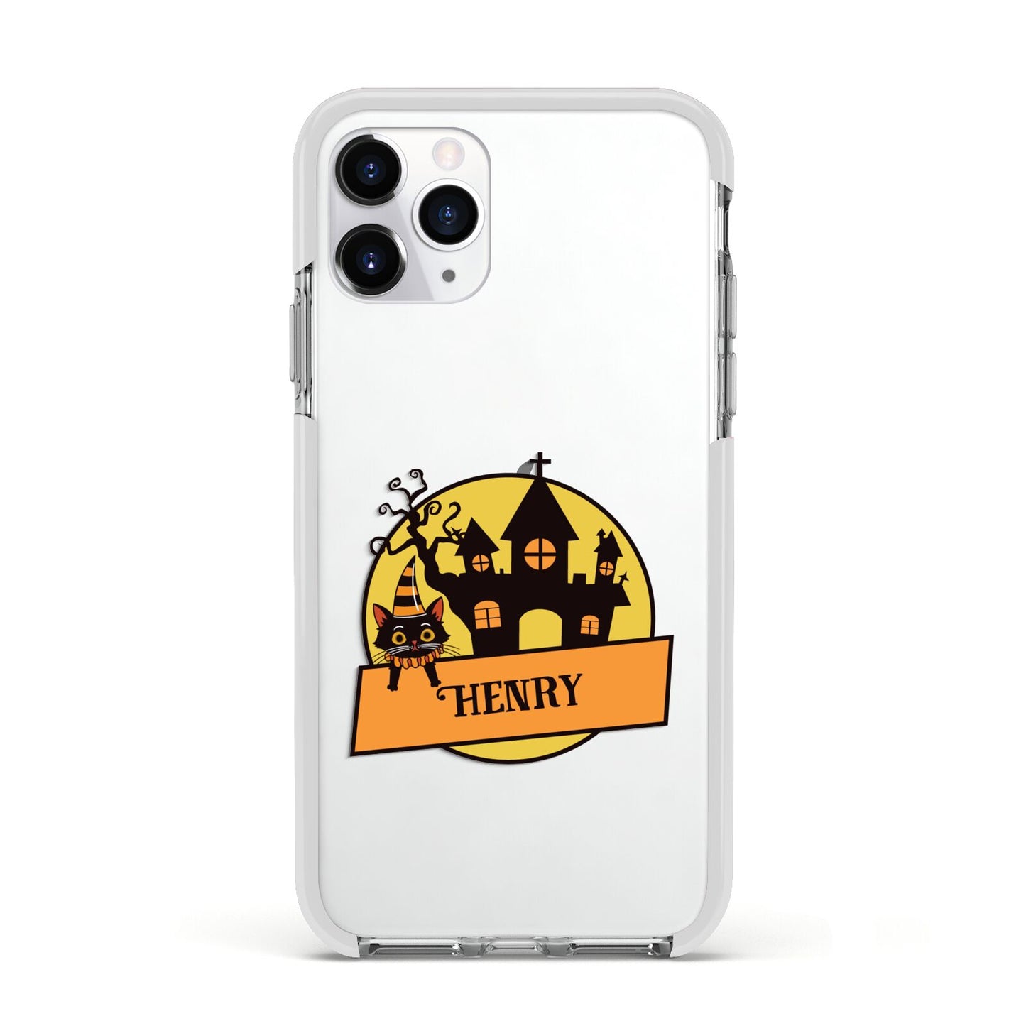 Haunted House Silhouette Custom Apple iPhone 11 Pro in Silver with White Impact Case