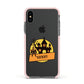 Haunted House Silhouette Custom Apple iPhone Xs Impact Case Pink Edge on Black Phone