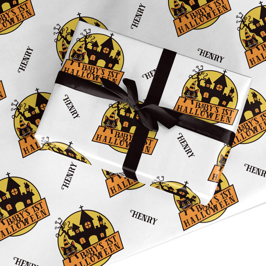 Haunted House Silhouette Custom Custom Wrapping Paper